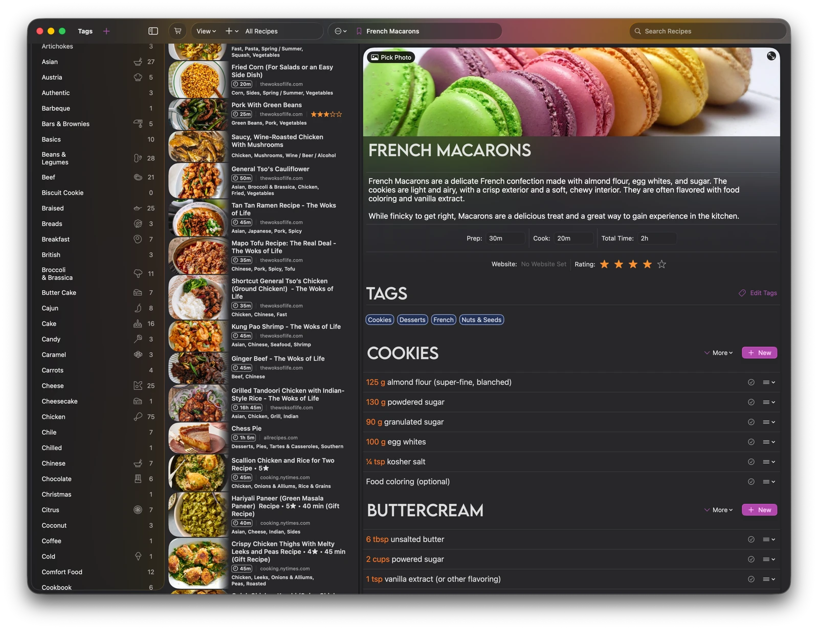 Cookery running on Mac